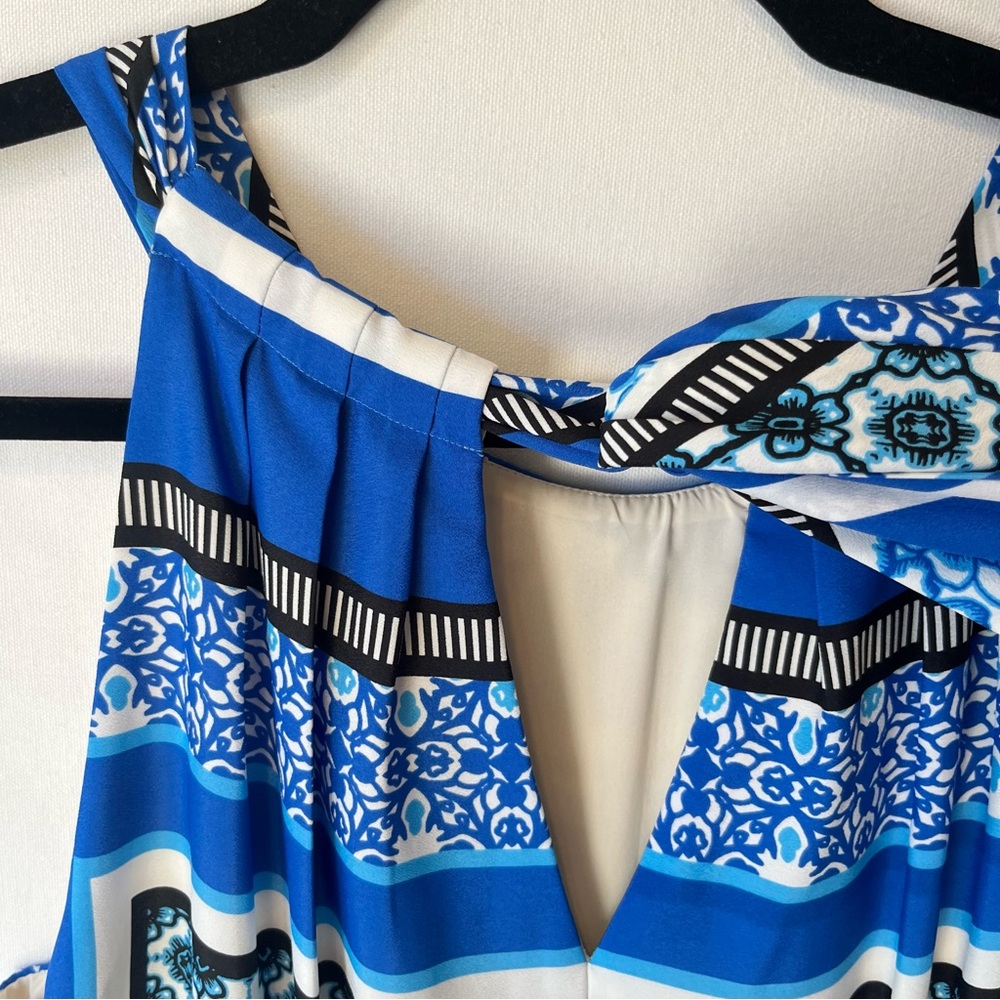 Eliza J Long maxi dress dress 16 Blue Sleeveless Tied Keyhole back Womens Tall - Picture 11 of 11